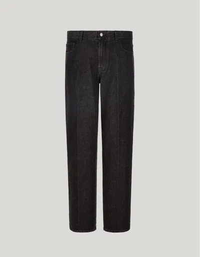 Canali Black Regular Fit Mixed Fabric Denim Bootcut Pants