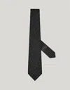 Canali Black Silk Tie, Pattern And Logo Jacquard With Gold Thread In Black