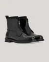 Canali Black Smooth Calfskin Ankle Boot With Zipper And Knit Sock In Black