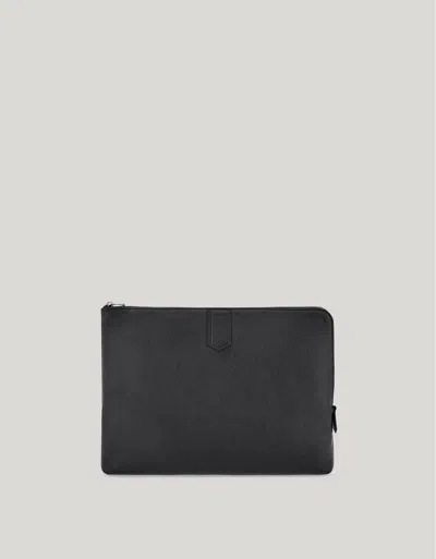 Canali Black Tumbled Calfskin Ipad Case