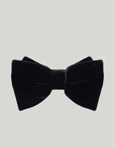 Canali Black Viscose And Silk Blend Bow Tie