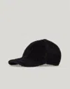 Canali Black Wool/alpaca Blend Baseball Cap With Adjustable Leather Closure In Black