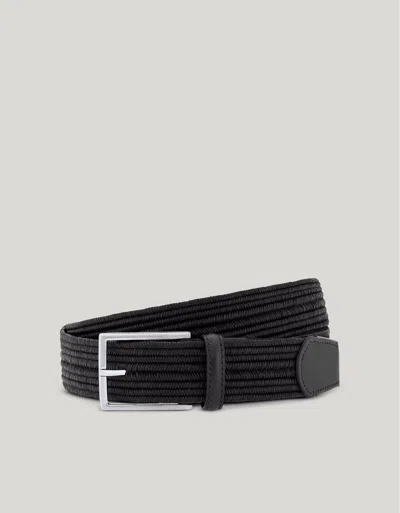 Canali Black Woven Leather Belt