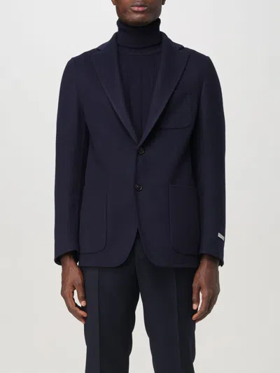 Canali Kai Trim Fit Navy Wool Herringbone Sport Coat In Blau
