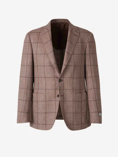 CANALI CANALI BLAZER CHECKERED LINEN