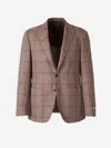 Canali Textured Check Pattern Jacket In Brown