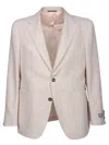 Canali White/pink Wool And Linen Jacket In Neutral