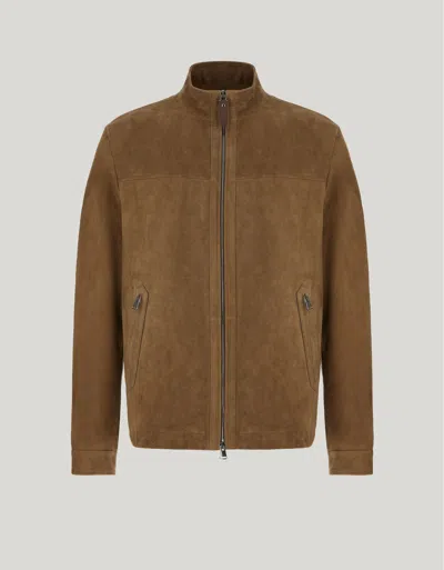 Canali Blouson En Daim Couleur Noix In Brown