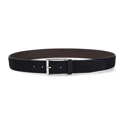 CANALI CANALI BLU SUEDE LEATHER BELT