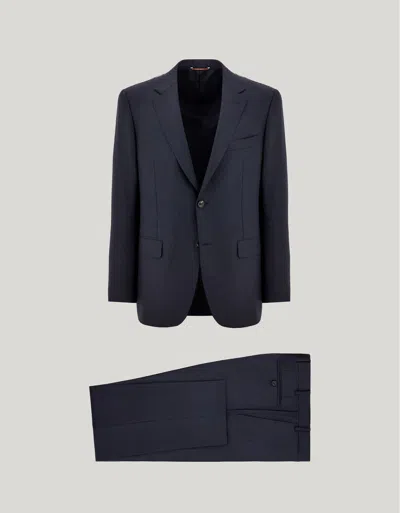 Canali Blue 160's Wool Birdseye Motif Regular-fit Suit