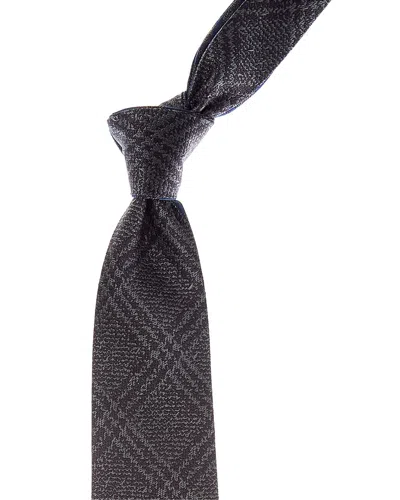 Canali Blue & Grey Squares/check Reversible Silk Tie In Multi