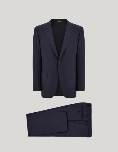 Canali Blue  Impeccabile 150's Wool Micro-check Regular-fit Suit