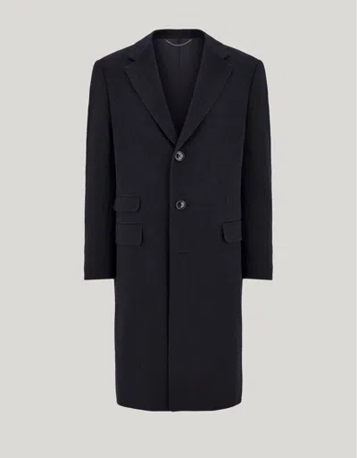 Canali Blue Cashmere Single-breasted Coat In Black