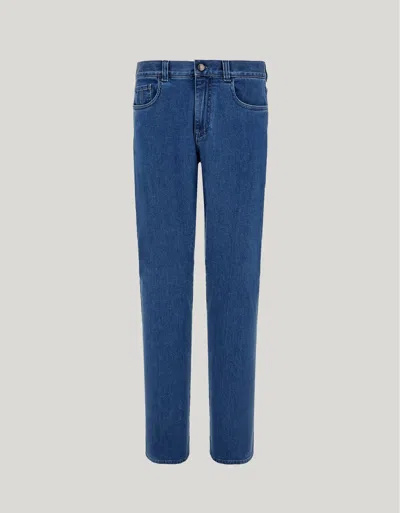 Canali Blue Comfort Cotton And Cashmere Denim Regular-fit Jeans