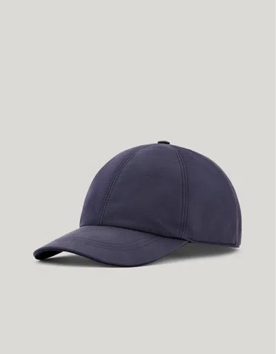 Canali Blue Cotton Blend Baseball Cap With Piping