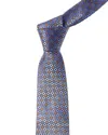 Canali Blue Floral Squares Silk Tie In Blue
