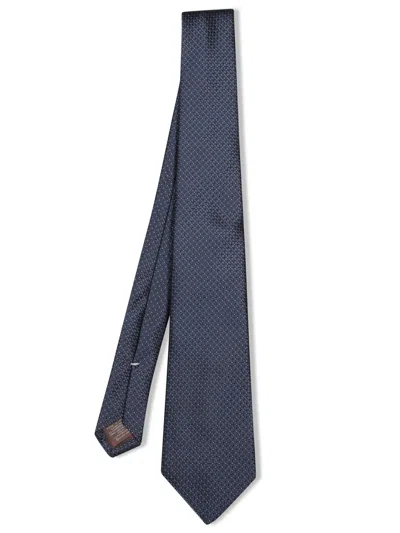 Canali Blue Geometric Pattern Tie