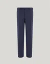 Canali Blue High-waisted Pleatless Stretch Wool Pants In Blue