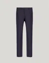 Canali Blue High-waisted Pleatless Wool Pants In Blue