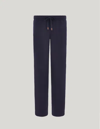 Canali Blue Impeccabile Wool Joggers With Contrasting Piping