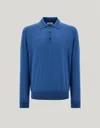 Canali Blue Polo In Wool, Silk, And Cashmere Blend In Blue