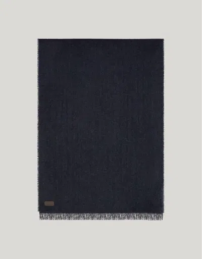 Canali Blue Pure Cashmere Scarf In Black