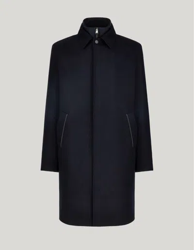 Canali Blue Pure Impeccabile Wool Car Coat With Inner Vest