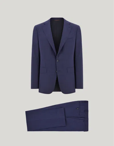 Canali Blue Pure Wool Modern-fit Suit With Micro-design