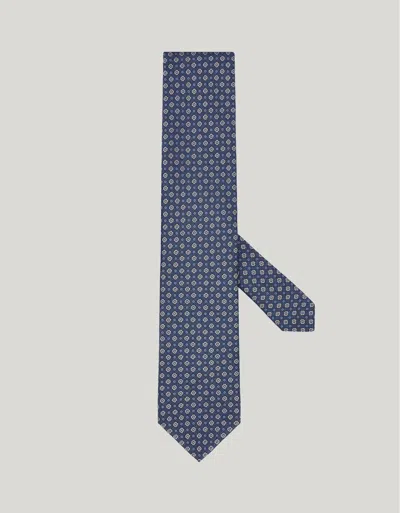 Canali Blue Silk Tie, Micro Pattern