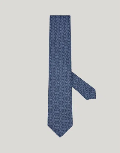 Canali Blue Silk Tie, Micro Pattern