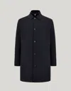 Canali Blue Technical Fabric Car Coat In Blue