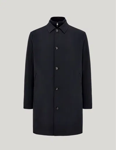 Canali Blue Technical Fabric Car Coat