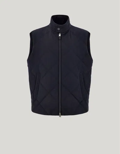 Canali Blue Technical Fabric Quilted Vest In Black