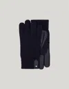 Canali Blue Wool And Sheepskin Gloves In Black