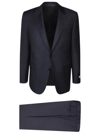 Canali Blue Wool Suit In Black