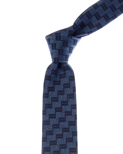 Canali Blue Zigzag Silk Tie