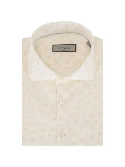 Canali Botanical Print Floral Shirt In Neutral