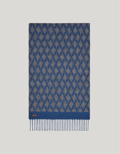 Canali Bouclé Scarf, Gray/blue Lozenge Motif