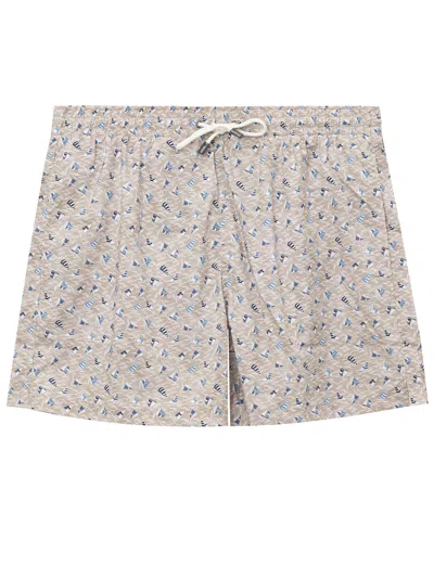 Canali Boxer Costume With Vele Print  In Beige