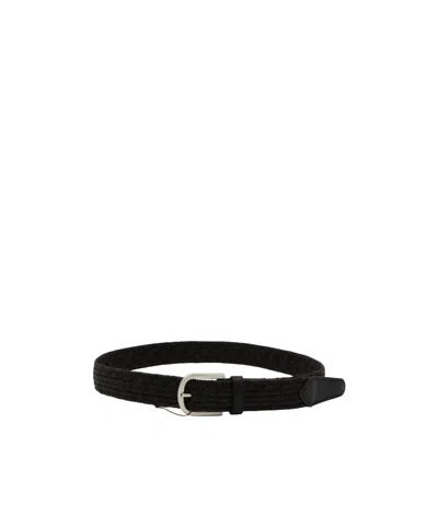 Canali Woven Leather Belt In Black