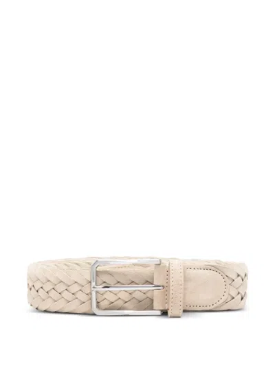 Canali Braided Belt In White