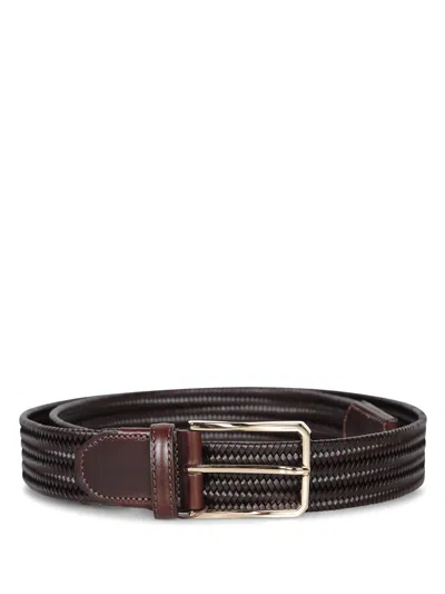 Canali Braided Brown Leather Belt