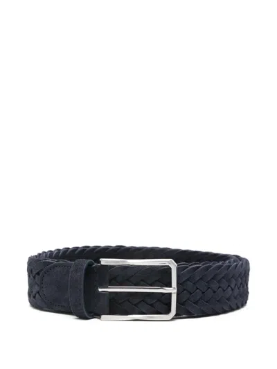 Canali Braided-design Belt In Black