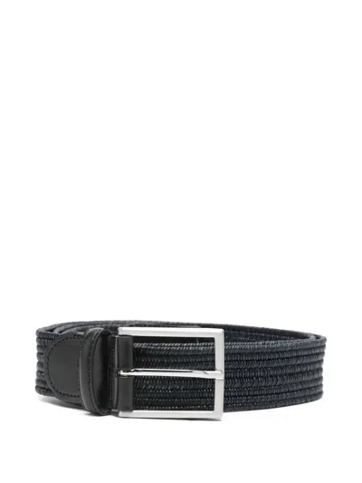 Canali Braided-design Belt In Black