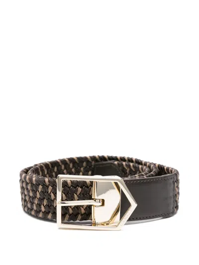 Canali Braided-pattern Belt In Brown