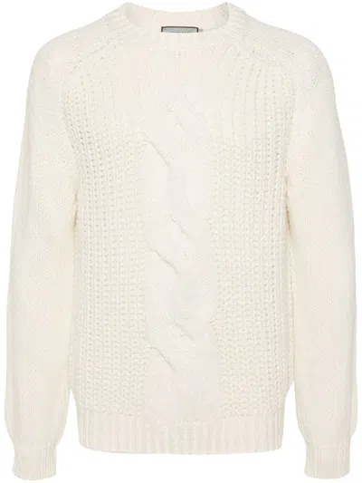 Canali Braided Ribbed Sweater In Neutrals