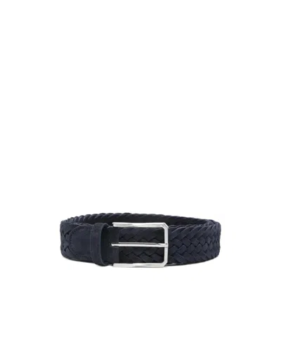 Canali Braided-design Belt In Blue