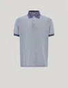 Canali Brianza Green And Gray Pure Cotton Polo Shirt With Sail Collar In Blue
