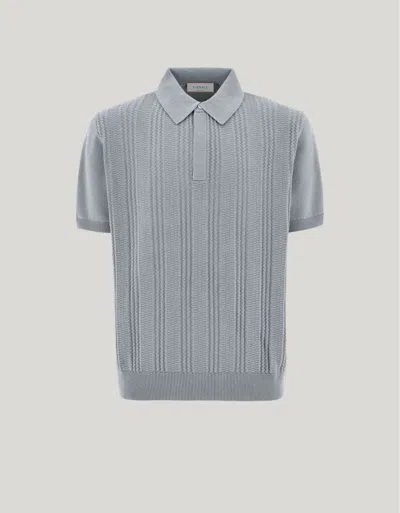 Canali Brianza Green Cotton And Modal Polo Shirt With Vertical Workmanship