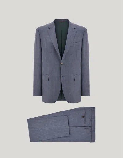 Canali Brianza Green Pinstripe Wool Regular-fit Suit In Blue